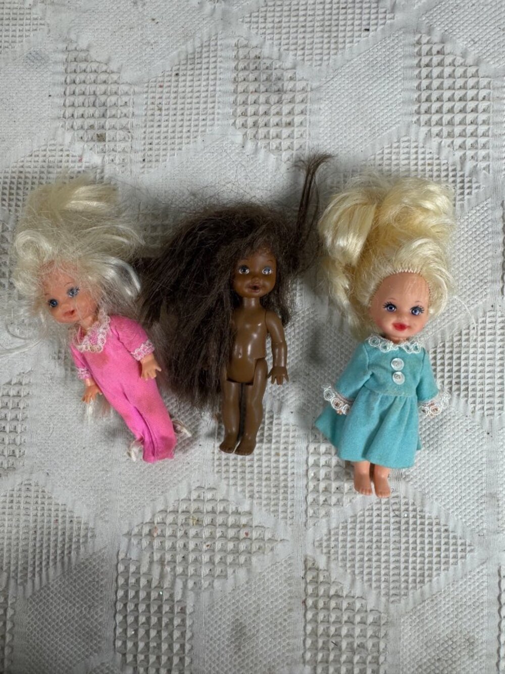 Set of 3 Vintage 1990s Kelly and Friends Bedtime Baby Dolls Bottle Mouth Barbie